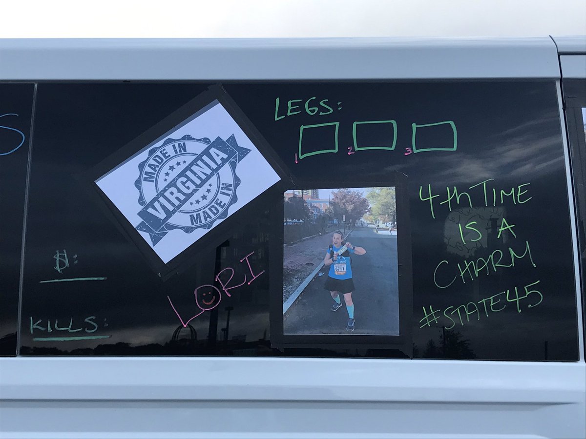 TheOtherLori's tweet photo. It’s getting real. My 1st leg is getting ready to start. ‘8.4 miles &amp; hard’ is the description. Whose idea was this? 10 Meggers 5 states 2 vans &amp; #nosleeptilduluth FUN times! #runchat #megsmiles #state45 #runminnesota https://t.co/0V26YmlFNd