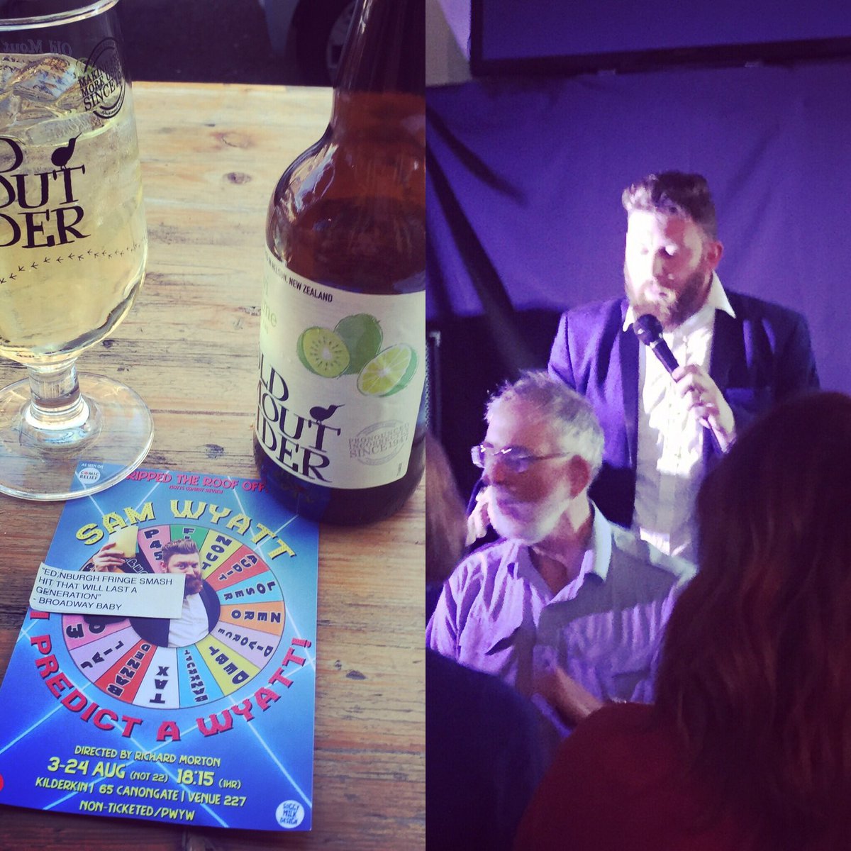 JessePlayfoot's tweet photo. Go see the luverly @samwyattcomedy for FREE (with donation) at the @kilderkinedi for @edfringe 6:15pm! 
#ipredictawyatt 
#freecomedy #comedy #gameshow #edinburghfringe #promotions #funnyguy https://t.co/3u3UCiGGc8