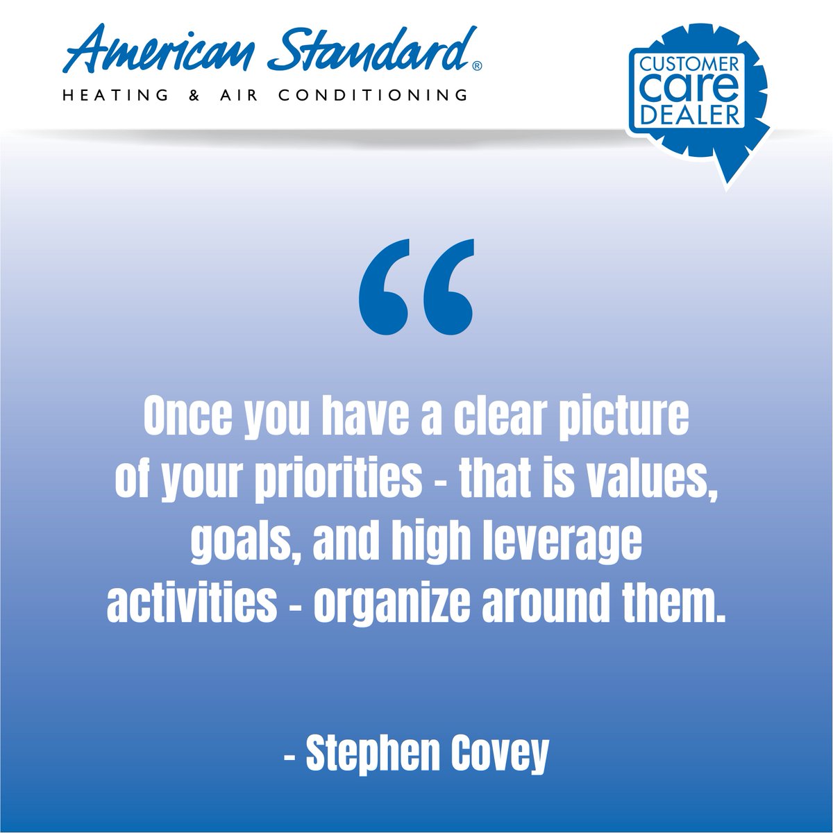 CCDealer's tweet photo. “Once you have a clear picture of your priorities – that is values, goals, and high leverage activities – organize around them.” – Steven Covey https://t.co/TZtUTrEXjo
