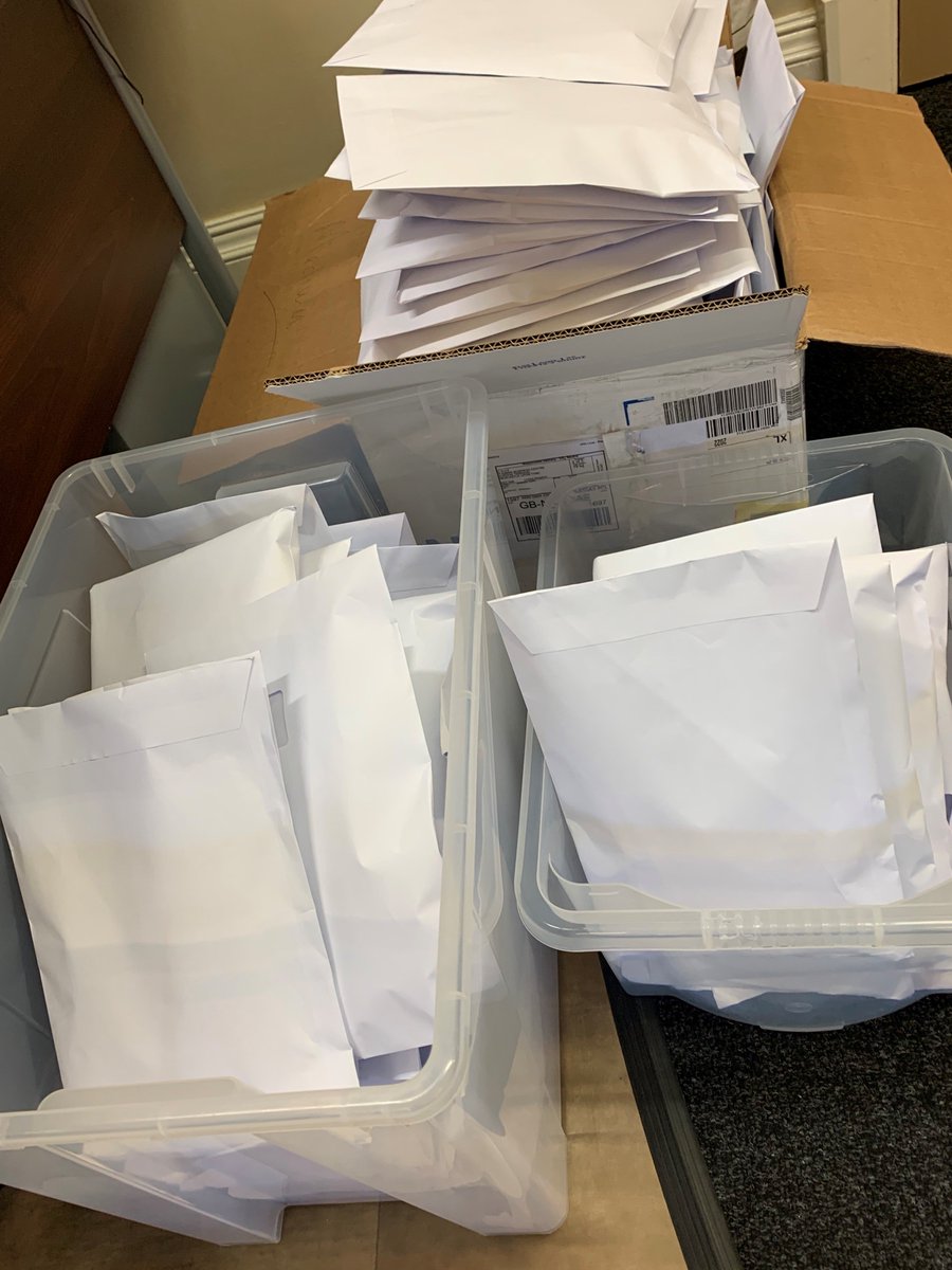 CHUFOfficial's tweet photo. That's the first batch of #GreatNorthRun vests posted out to our amazing runner's! 🙌 Huge thanks to @VirginMoney colleagues who've helped us pack over 200 vests this week. Big shout to Andrea, Kayleigh, Stephen and Mickey, we couldn't have done it without you. https://t.co/i0ezFxETjG