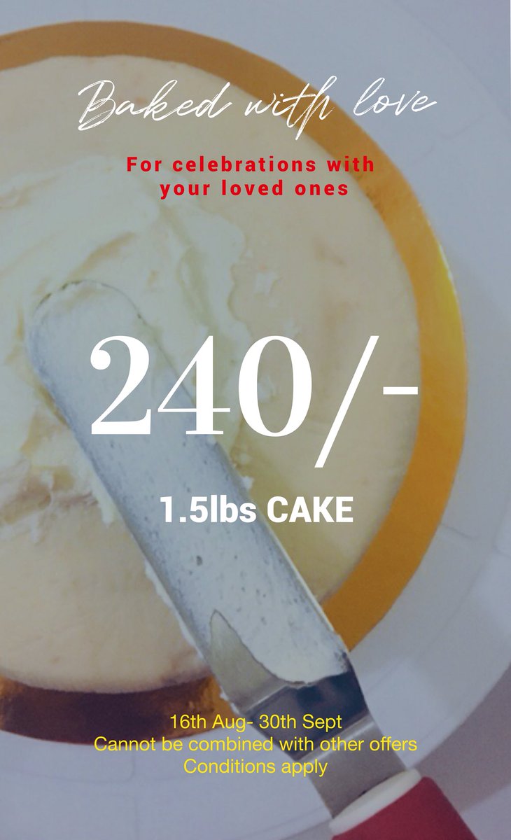 bakefactory_mv's tweet photo. Happy news 😁 Our 1.5lbs Butter cream cakes are now available only for 240/-. Happy celebrating 💃🏻 https://t.co/R8ExpbnFA9