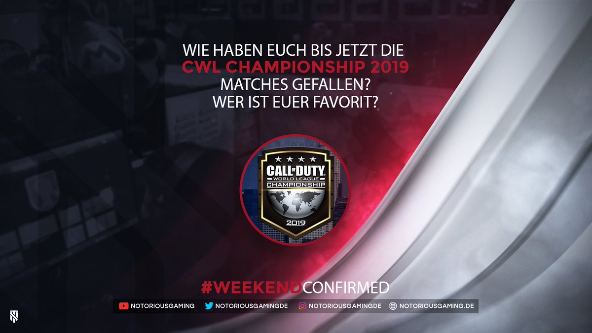 NotoriousGC's tweet photo. [#EndlichWochenende]

Es ist Freitag, das Wochenende steht vor der Tür!🍸

Wie haben euch bis jetzt die #CWLChamps gefallen?
Wer ist euer Favorit?🏆

Was sind eure Pläne für das Wochenende?

#stayNotorious #NotoriousGaming https://t.co/KMCgFyV9AM