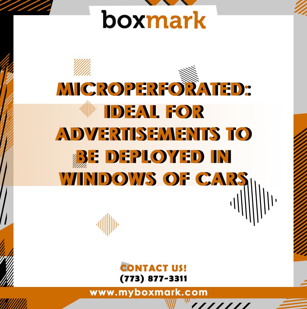 boxmarkdigital's tweet image. Apply to the outside of any window to advertise your product. Applicable on retail storefronts, office buildings, and all vehicle types.Learn more here: bit.ly/2Z6ozy1
Connect with our team members (773) 877 - 3311

#BoxMark #MarketingSolutions #IndoorBanner #OutdoorBann