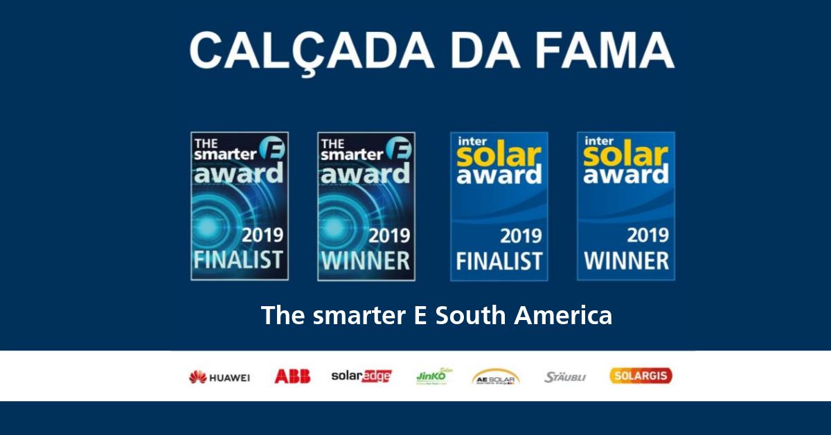Percorra a Calçada da Fama em The smarter E South America!
Conheça os vencedores e finalistas dos prêmios 2019 pessoalmente que expõem no núcleo inovador latino-americano e descubra suas inovações pioneiras para o futuro da energia.

#thesmarterESA #intersolarSA #AWARD #inovações