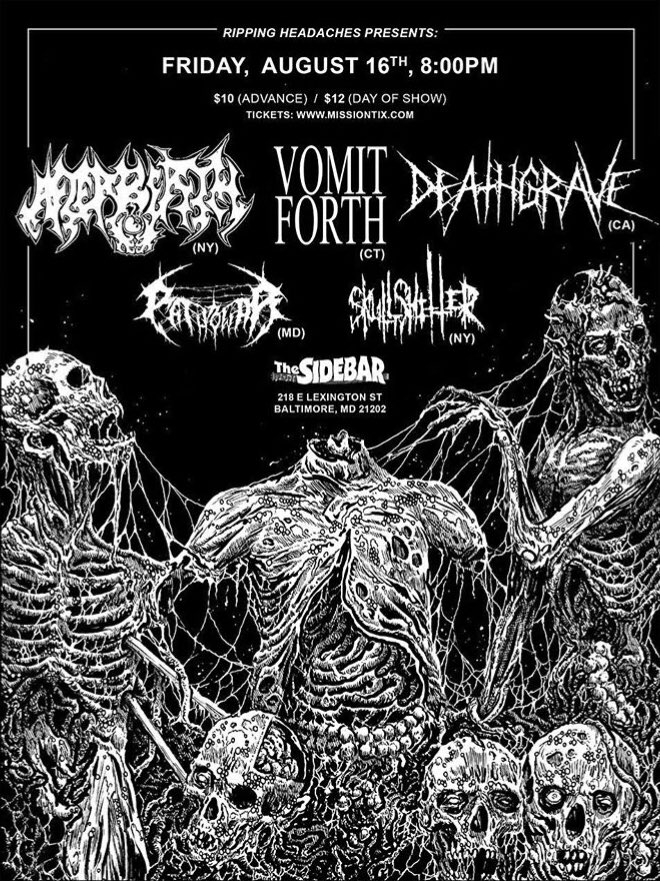 Earhammer510's tweet photo. Brooklyn was a blast last night!  Thanks to Skullshitter &amp; Oldest for killing it.  On to Baltimore tonight for this banger.  #deathgrave #skullshitter #afterbirth #vomitforth #pathtowar #rippingheadaches https://t.co/zEttydwmp5