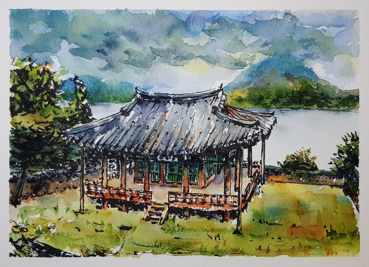 DrawingtalkJ's tweet photo. Hapcheon Gwaneumjeong Drawing~

[YouTube]
https://t.co/wHS1A1xnFa

#drawing #dailydrawing #dailysketch #fountainpendrawing #watercolor #penandwash #aquarelle #landscape #hapcheon #gwaneumjeong #traveldrawing #youtubelive #livestreaming #drawingtalk https://t.co/JAVOC7m7y6