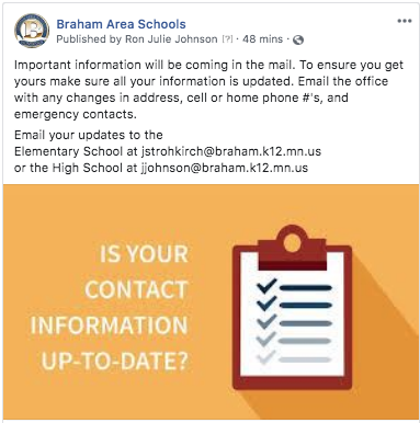 Braham Area HS tweet media
