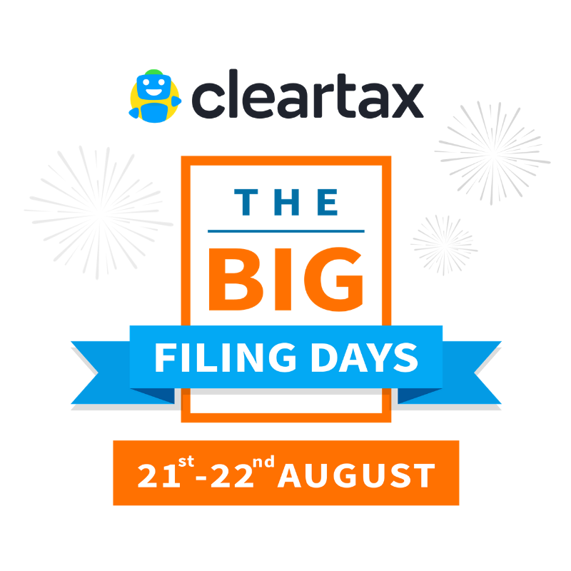 _cleartax's tweet photo. ClearTax presents The Big Filing Days on 21st and 22nd August. File your returns on these days and win exciting rewards every minute! Stay tuned, Save the date!

#Incometax #IncomeTaxIndia #Incometaxreturn #ClearTax https://t.co/uKtNJNZJK9