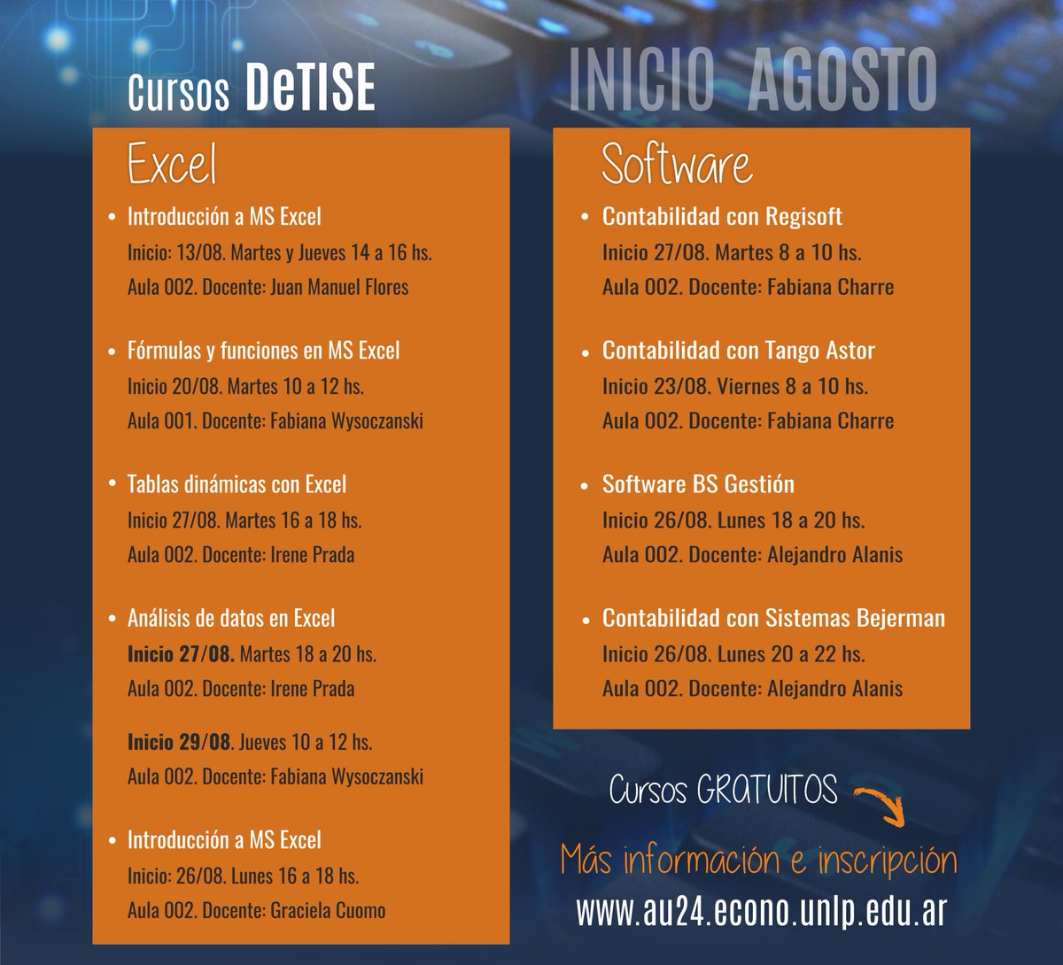 economicas_unlp's tweet photo. 🖥️ Cursos #DeTISE 📊
Si sos alumno regular de la FCE, podés inscribirte a los cursos gratuitos organizados por nuestro Departamento de Tecnología Informática y Servicios Educativos.
Inscribite a través de AU24 ➡️ https://t.co/Xq1aDqfRlx https://t.co/BYYjfHCCRi
