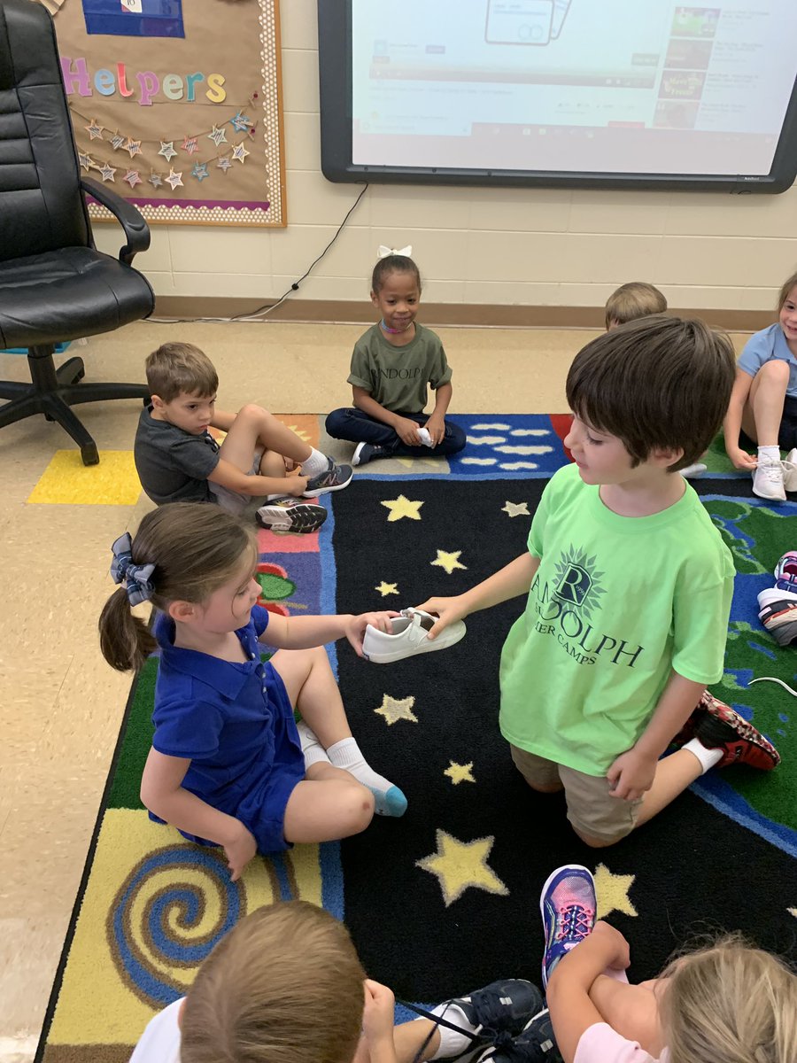 KnappNknapp's tweet photo. Happy Friday! It’s shoe stew greeting kind of day in kindergarten!  #responsiveclassroom #rstories19 #whyrandolph https://t.co/LNqamX9mz4