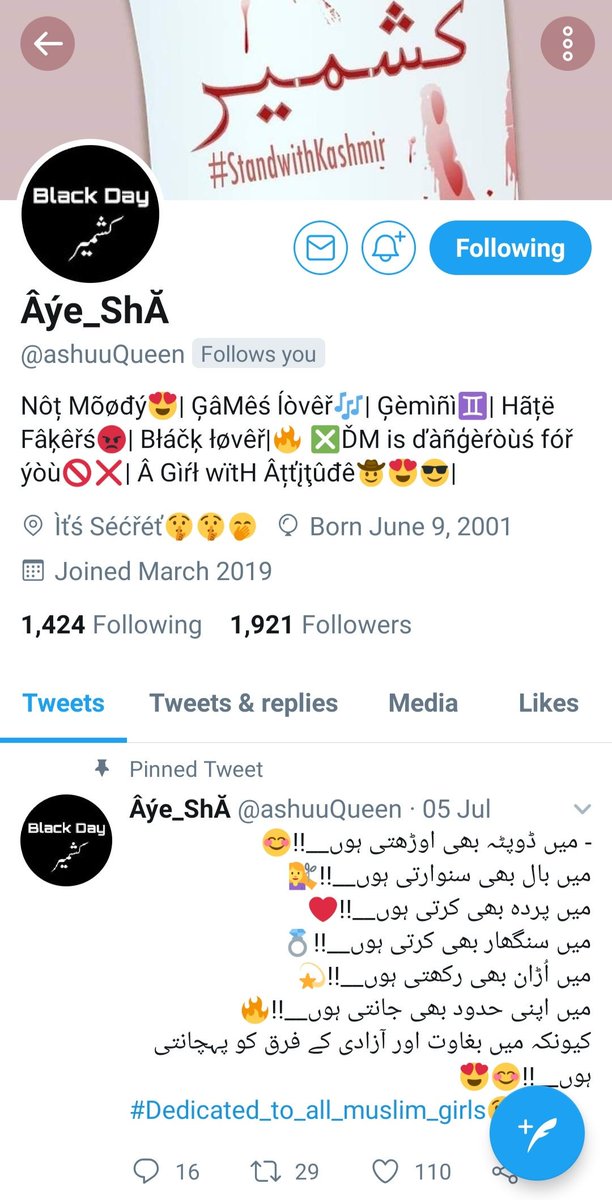 re_chan90's tweet photo. Guys follow her @ashuuQueen girl with zero attitude zyada nh janta aisa feel huwa mujhy 😜 https://t.co/embLTTSqiu