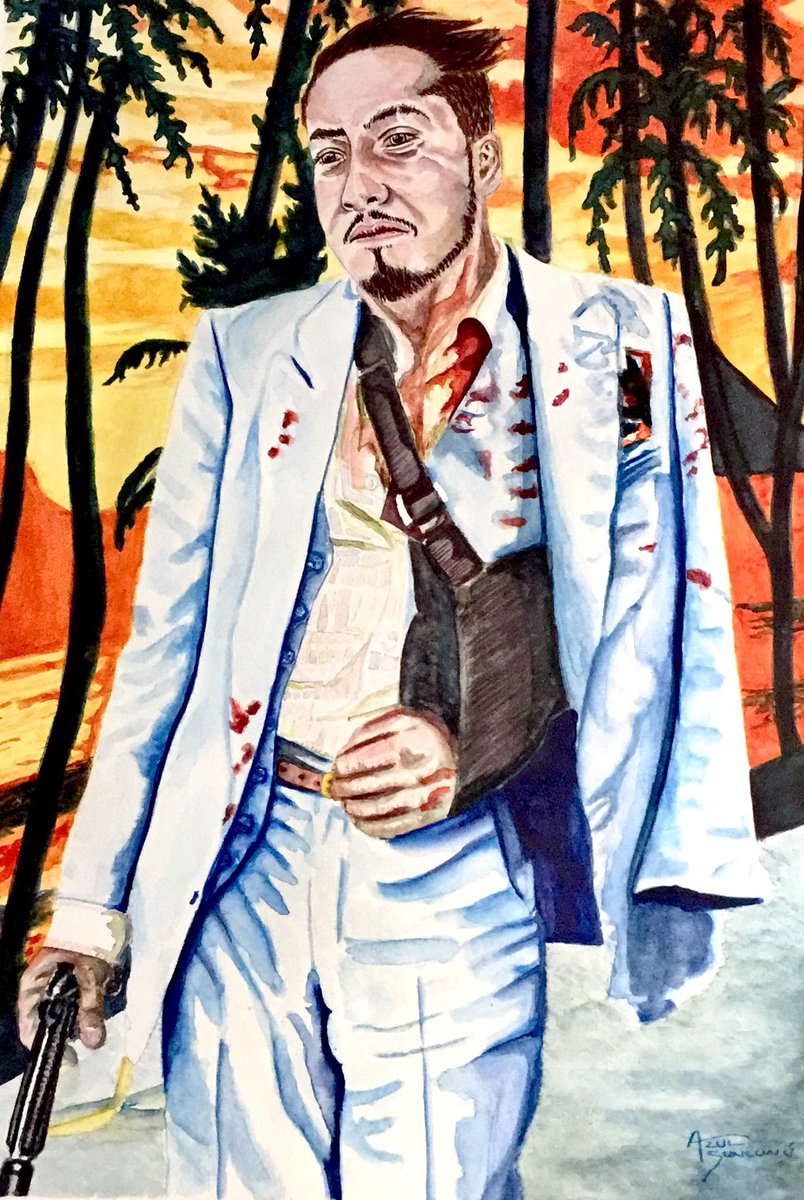 SUNCUNU's tweet photo. Retraté a uno de mis carnales más chingones que puede haber.
Le puse el traje de Tony Montaña en Scarface, una de sus pelis favoritas. https://t.co/oTNhgaHFwc