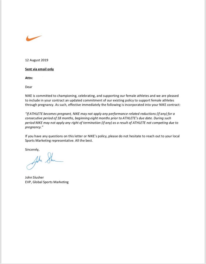 Nike Contracts to Eliminate Performance Requirements for Moms