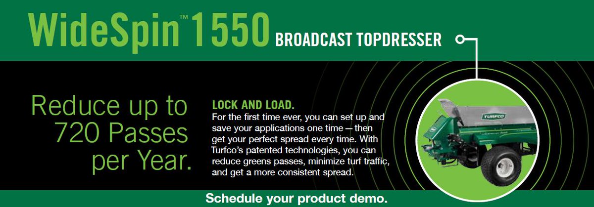 TurfcoJohn's tweet photo. With the #Turfco1550Topdresser you can reduce up to 720 passes a year on your greens! For more information contact your local Dealer! #Turfco #Innovation @TurfcoGolf @gbrodd @TurfcoBrian https://t.co/IACpttvDt4