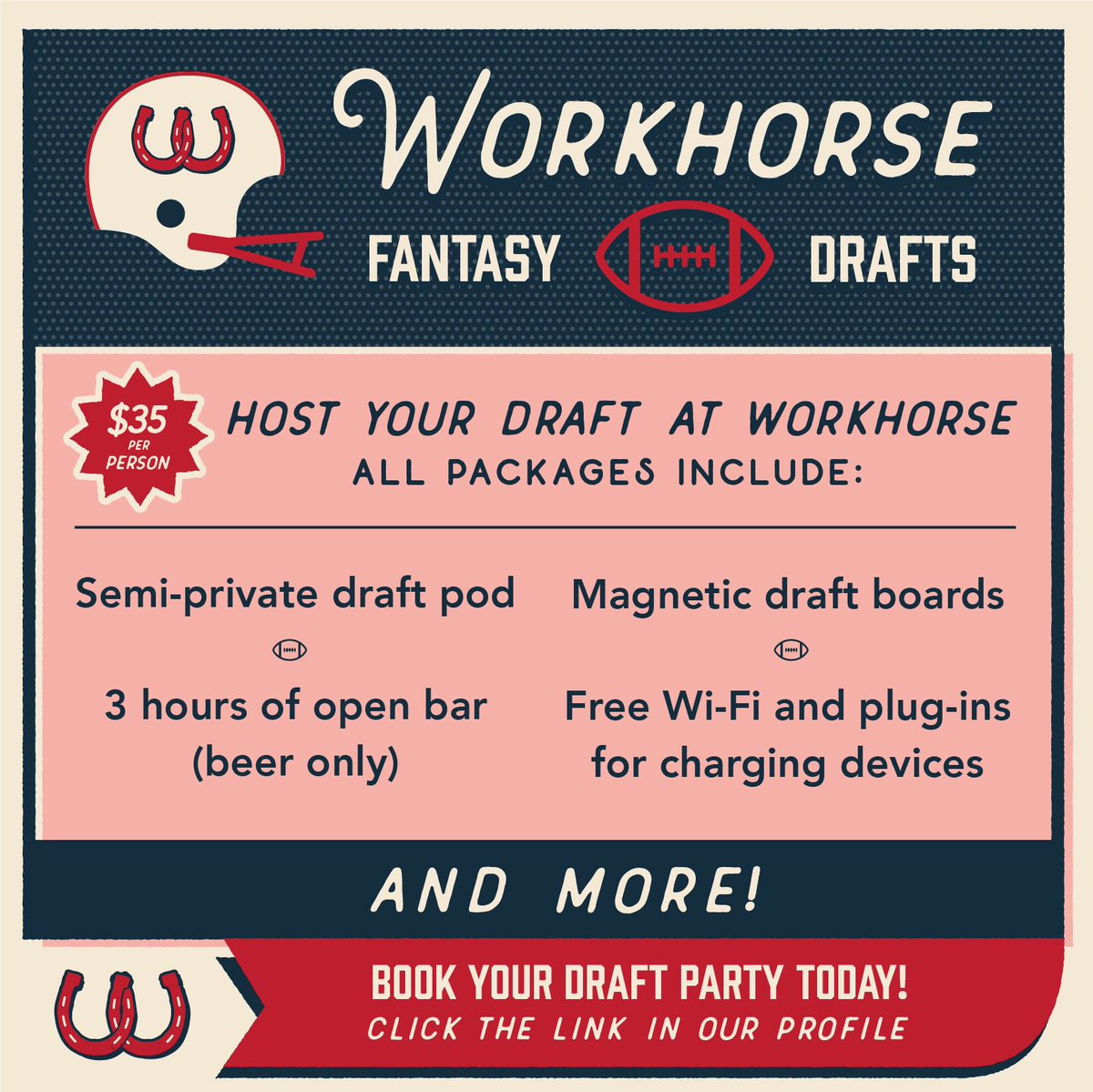 Want to book your draft? Visit the link below to schedule between now and 9/7. workhorsebrewing.com/draftsmaderight