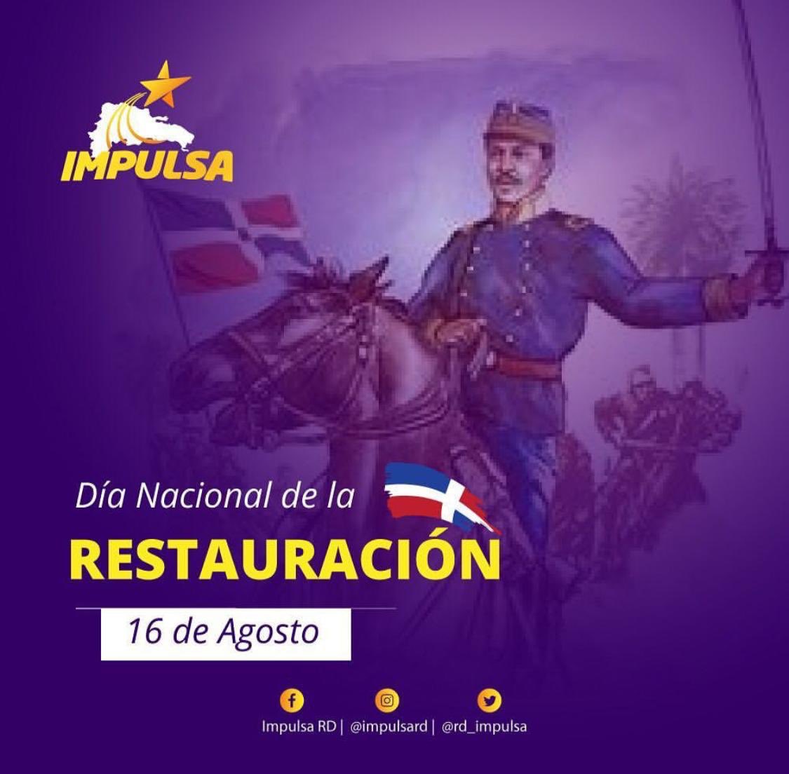 ImpulsaBC's tweet photo. Porque ninguna patria se consolida, si día a día no nace en ella la llama moral que permita su restauración.
.
.
Feliz día de la Restauración 🇩🇴🇩🇴🇩🇴.
.
.
#TeamImpulsa #SoyJovenImpulsa #ImpulsaRD #ImpulsaBocaChica #RepúblicaDominicana #Restauración https://t.co/wV9Pm4D8GU