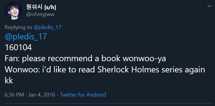He’s read the entire og sherlock holmes novels. I knew i could always trust his nerdy tastes.