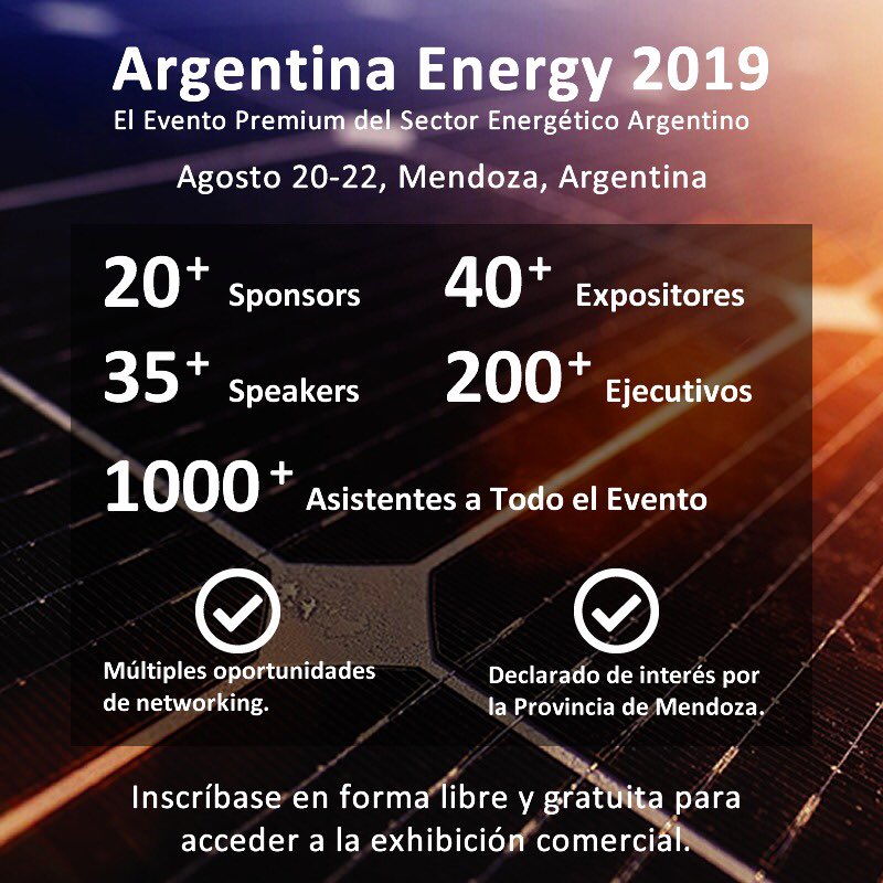 Falta poco para #AE2019 NO TE LA PIERDAS!
El acceso a la Exhibición Comercial es libre y gratuito,orientado a empresas y particulares que quieran conocer sobre proyectos energéticos y la oferta de productos y servicios en el sector!
✍🏻Pre-acreditaciones en:docs.google.com/forms/d/19U9hI…