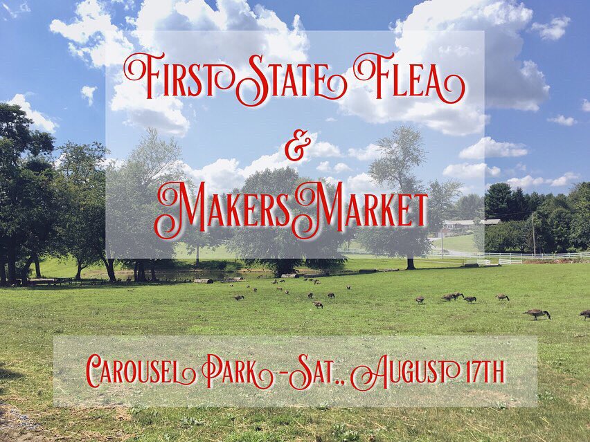 FirstStateFlea's tweet photo. Tomorrow, the First State Flea will be @ Carousel Park with 60+ vendors from 9am-3pm! Free Admission! 🎠
#vintage #antiques #handcafted #foodtrucks #fleamarket #makersmarket #shoplocal #inDE #PikeCreekDE #NewCastleCounty #CarouselPark #NetDE https://t.co/156Bem82mR