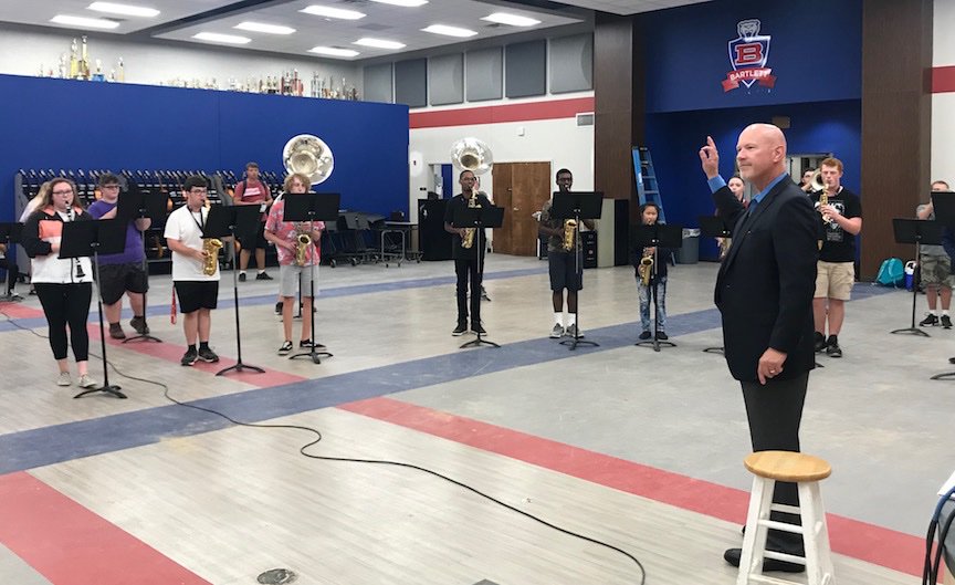 Three days into the school year and we already have a winner! Congrats to Trevor Rundell for being named as the TN Lottery Educator of the Week. Mr. Rundell leads our <a href="/BartlettBandTN/">BartlettPantherBand</a>. We even had fun letting <a href="/TSimpson_WREG3/">Tim Simpson</a> lead band practice. #BCSFineArts wreg.com/2019/08/15/tre…