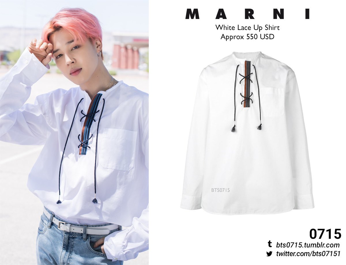 180614 Marni - white lace up shirt #BTS #JIMIN #방탄소년단 #박지민