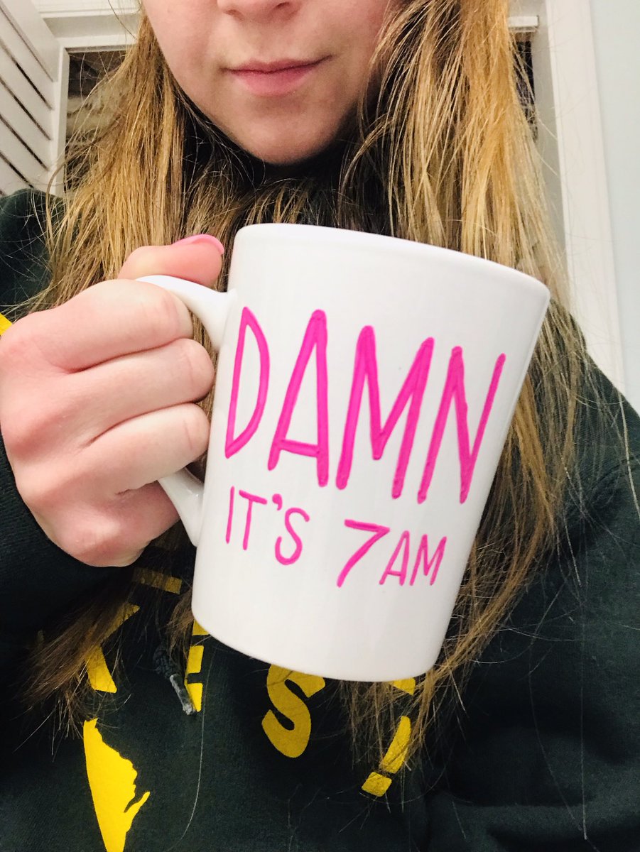 leahviertel's tweet photo. Probably the best coffee mug in my cabinet at the moment๐๐๐ My sister made this and does an awesome job hand painting and customizing mugs!! I know yโall want one๐ order and customize with any font/color at https://t.co/jS8jKvJZvG #DamnIts7am https://t.co/Smbiw98LUp