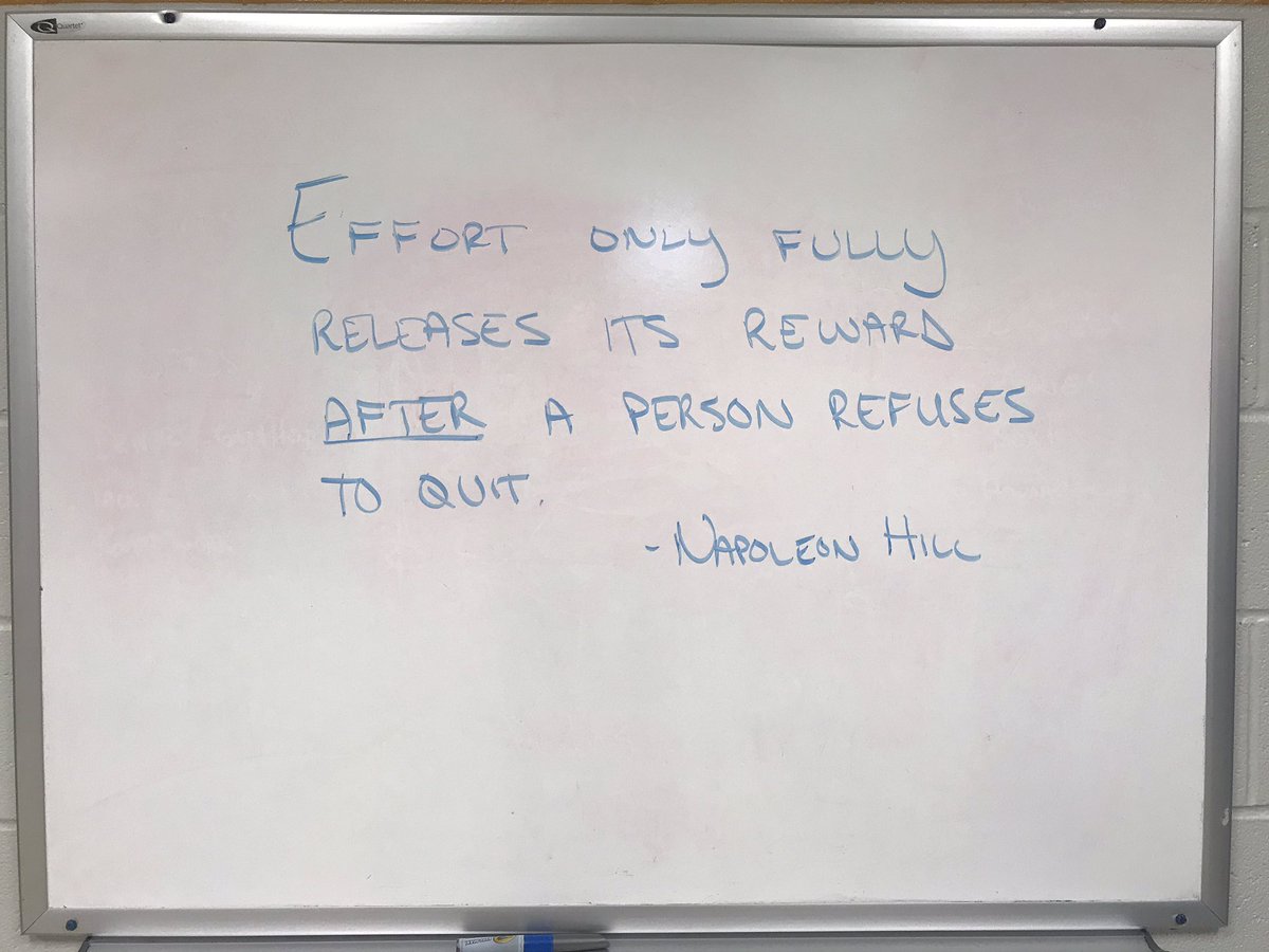 CoachHula's tweet photo. First day of school here in the Grove... here’s a little #WhiteboardMotivation to start us off right: #GoBraves - #Refuse2Quit &amp; be rewarded! https://t.co/7HlQOckqOa