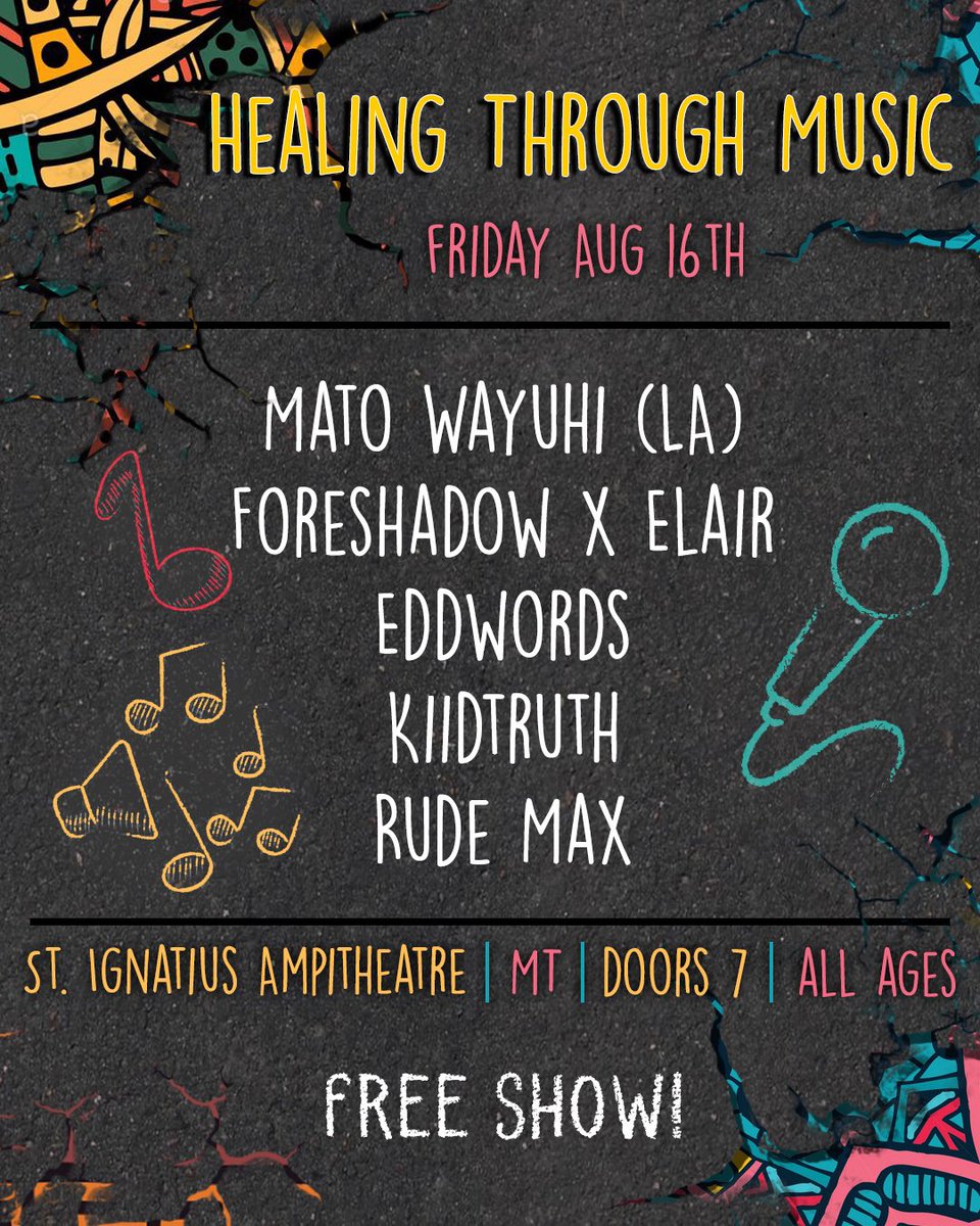JoinWarriorMvmt's tweet photo. Here is a great free event at the St.Ignatius amphitheater, tonight at 7pm, open to all ages: 
HEALING THROUGH MUSIC! 
Brought to you by some great local artists! Hope to see you there! https://t.co/a73Z0GUgAW