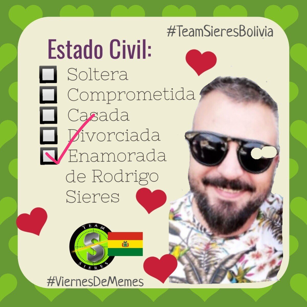 TeamSieresBol's tweet photo. Casada??? Nooo, Soltera??? Noooo....estoy enamorada de ti! #teamamosro #nuestrorey #soyteamsieres #viernesdememes https://t.co/9RIA8T6pIB