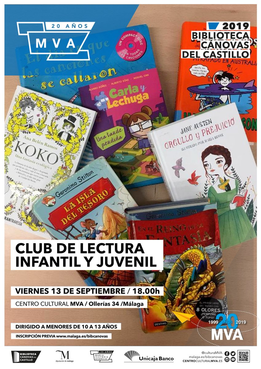 📚 A partir de septiembre la Biblioteca Provincial Cánovas del Castillo, en colaboración con <a href="/UnicajaBanco/">Unicaja</a>, ponen en marcha un nuevo Club de Lectura Infantil y Juvenil enmarcado en el Programa de Promoción y Fomento de la Lectura.
Necesaria inscripción.
ℹow.ly/CFl150vv4gM