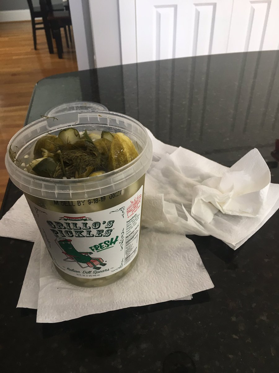 BostonMike30's tweet image. @GrillosPickles Grillo’s pickles are the best pickles in the game! But there’s got to be a way to open the lid without flooding my kitchen and losing a roll of bounty! #PickleProblems