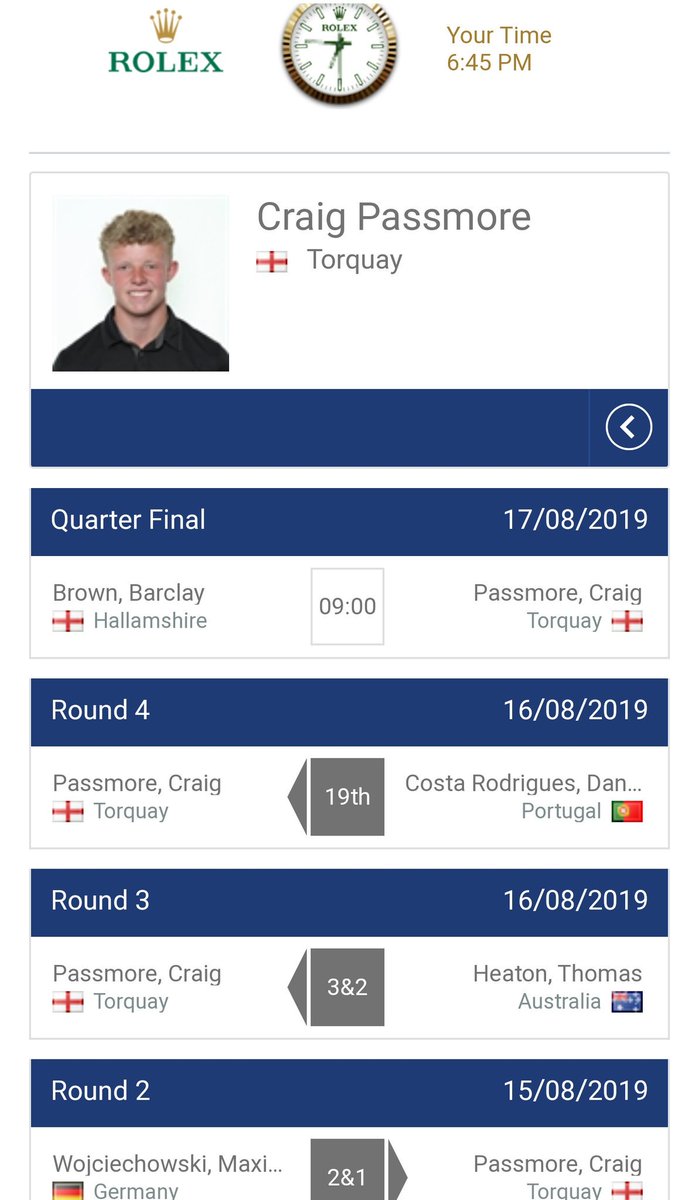 DevonGolf's tweet photo. Last 8 yes LAST 8 for @DevonGolf Craig Passmore in the R&A Boys Championship @SauntonGolfClub. Clutch win on the 19th and marching into the Quarter Finals. #birdies #future #devongolfer #proudcounty @CraigPassmore3 @torquaygolfclub https://t.co/OpX17yM4SC