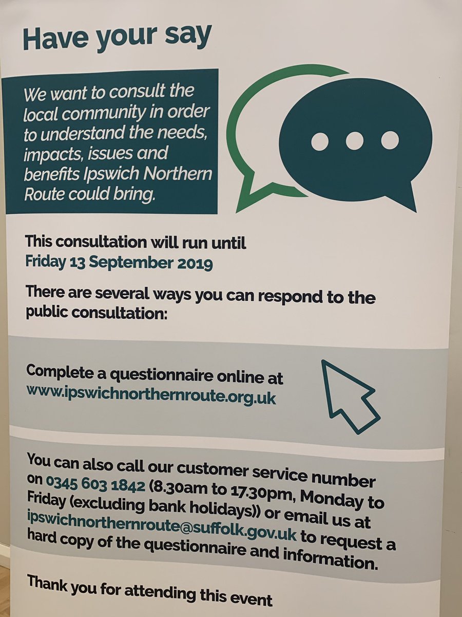 Make sure you have your say on the Ipswich Northern Route before September 13 - all the materials and survey are available online. ipswichnorthernroute.org.uk/have-your-say/… #IpswichNorthernRoute #WeAreListening