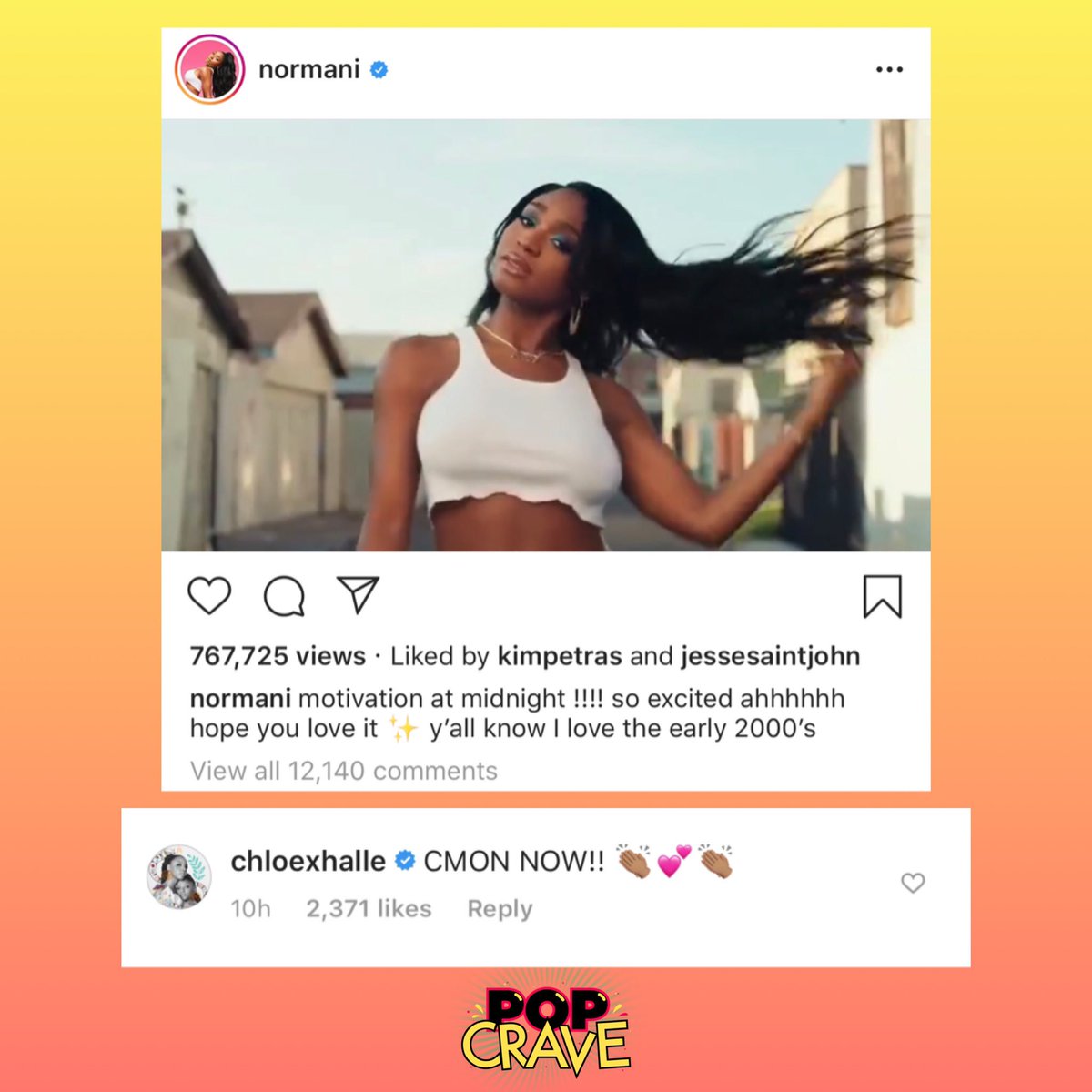 . @ChloeXHalle show their support for  @Normani’s “Motivation” music video.