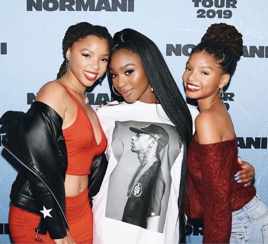 . @ChloeXHalle show their support for  @Normani’s “Motivation” music video.