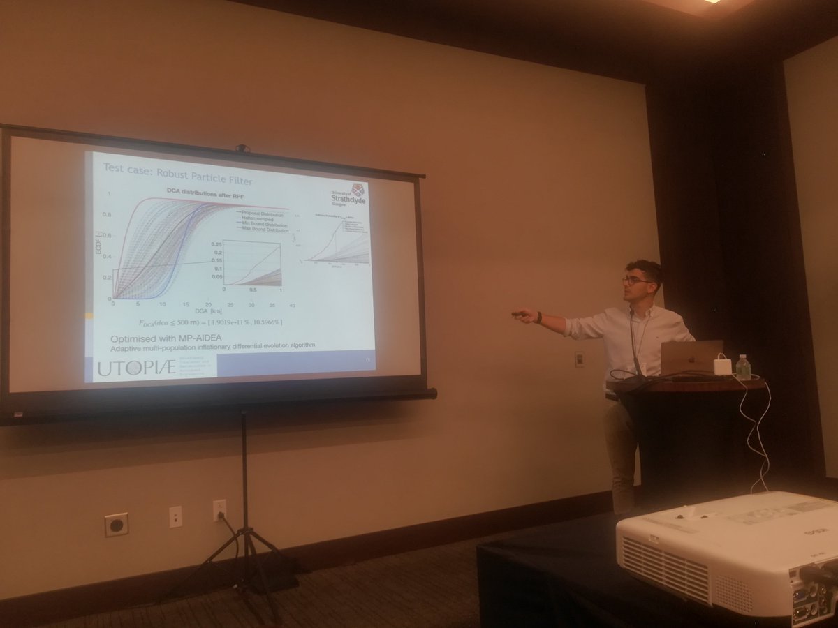 cristiangreco94's tweet photo. What an amazing conference the @astrosociety/@aiaa in Portland has been, full of inspiring presentations! Honoured to have presented our new Robust Particle Filter to incorporate epistemic uncertainty, done with @lorengentile @mxvasile @edmondo_minisci @bartzbeielstein
#UTOPIAE https://t.co/1DheQ6NfAR