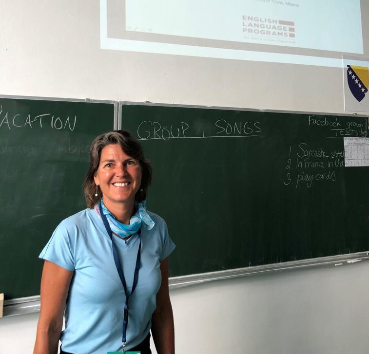 ELPrograms's tweet photo. #FellowFriday shout out to #ELFellow Aileen Hale who led 3 workshops at the #TELTS 2019 conference on Empowering English Language Teachers - 21st Century Change Makers in #Tulza, #BosniaandHerzegovinia. @RELOBelgrade @USEmbassySJJ #lifeofafellow #fellow50 #teachabroad https://t.co/FqmhLoLAq1
