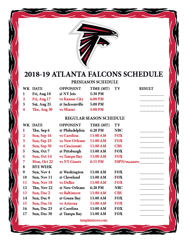 AtlantaTix's tweet photo. The 2019 ATLANTA FALCONS schedule is now out. Grab your #falcons tickets for all games at https://t.co/zU6WjR7Cet! #gofalcons https://t.co/ZgN0UKgHV7
