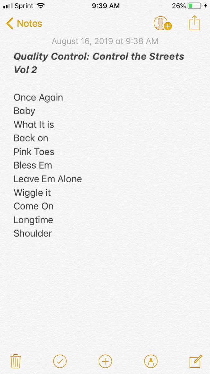 daddyBSNRn's tweet photo. Trust the list #Bangers #QualityControl2 @24sunnydays https://t.co/MOtwMocU7N