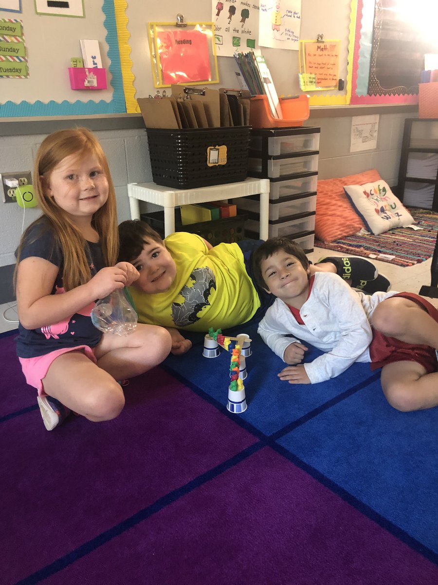 khrystenrae's tweet photo. This morning we read The Little Engine That Could, and we talked about how we can do hard things!  We tried some STEM fun to prove it. Can you build a bridge for 20 bears with 4 sticks and 4 cups? We can!! 
@CulleokaUnit #Kindergarten https://t.co/Y3BMNJaMaU