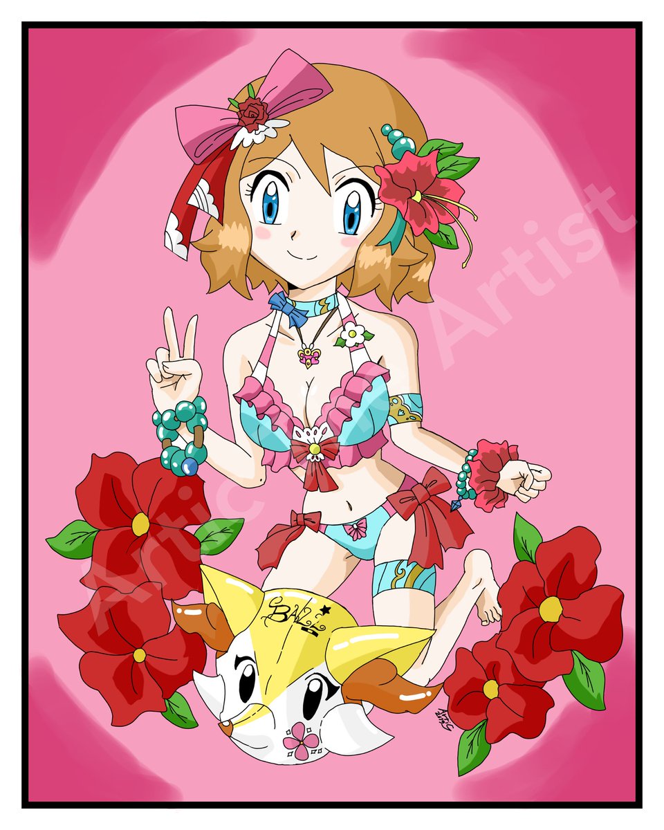 Serena And Pikachu Amourshipping Credits To Whoever Made This Fan Art Pokemon Characters Pikachu Anime