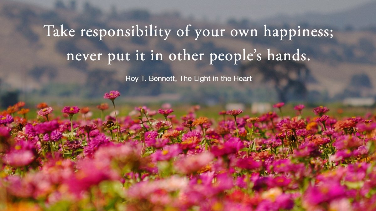 InspiringThinkn's tweet photo. Take responsibility of your own happiness; never put it in other people’s hands.
Roy T. Bennett, The Light in the Heart https://t.co/KUMI0WM7UQ