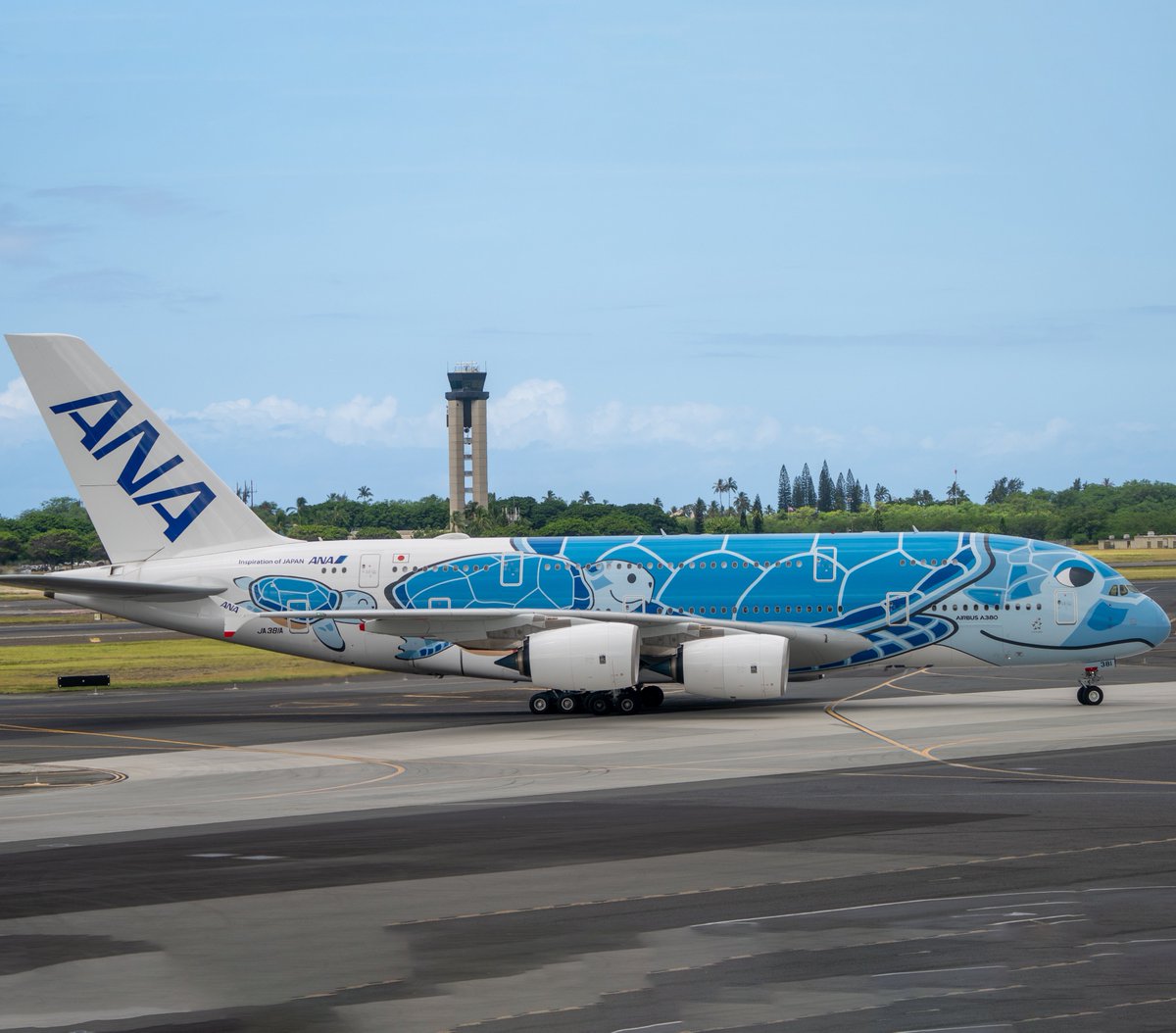 fosin2's tweet image. One of the ANA super turtles that flies between tokyo and honolulu. A.k.a Lani. #AvGeek #airlinegeeks #A380 #allnipponairways #HNL #NRT #LetHawaiiHappen #travel #airport #aviationlovers #planespotting #planespotter  #aviationphotography #aviationgeek #HonoluluAirport #iflya380