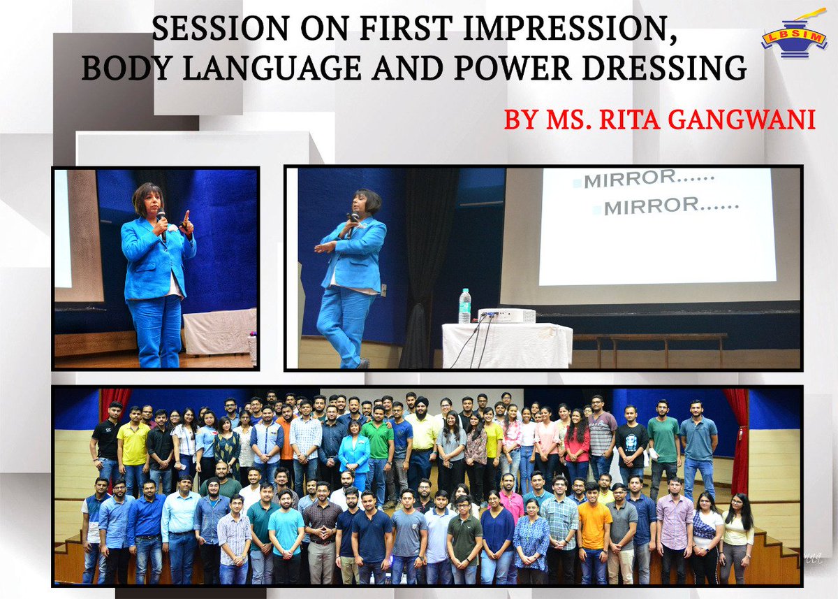 LBSIMOnline's tweet photo. Lal Bahadur Shastri Institute of Management organised an enriching session with Ms. Rita Gangwani, which revolved around "First Impressions, Body Language and Power Dressing".
#BodyLanguage #LBSIMDwarka #CorporateInterface #LBSIM #IndustryInterface #LifeatLBSIM https://t.co/bnRVSltMOO