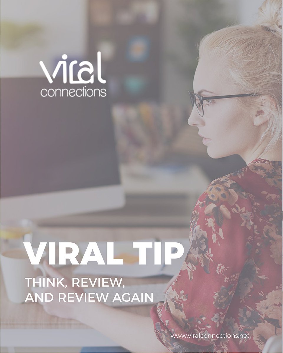 Viral Tip:
Think, review, and review again before you make a social media post or comment. The ability to easily take screenshots makes it difficult to take back a social media mistake.

Visit viralconnections.net

#ViralConnectionsKnowledgeBase #SocialMediaMarketing