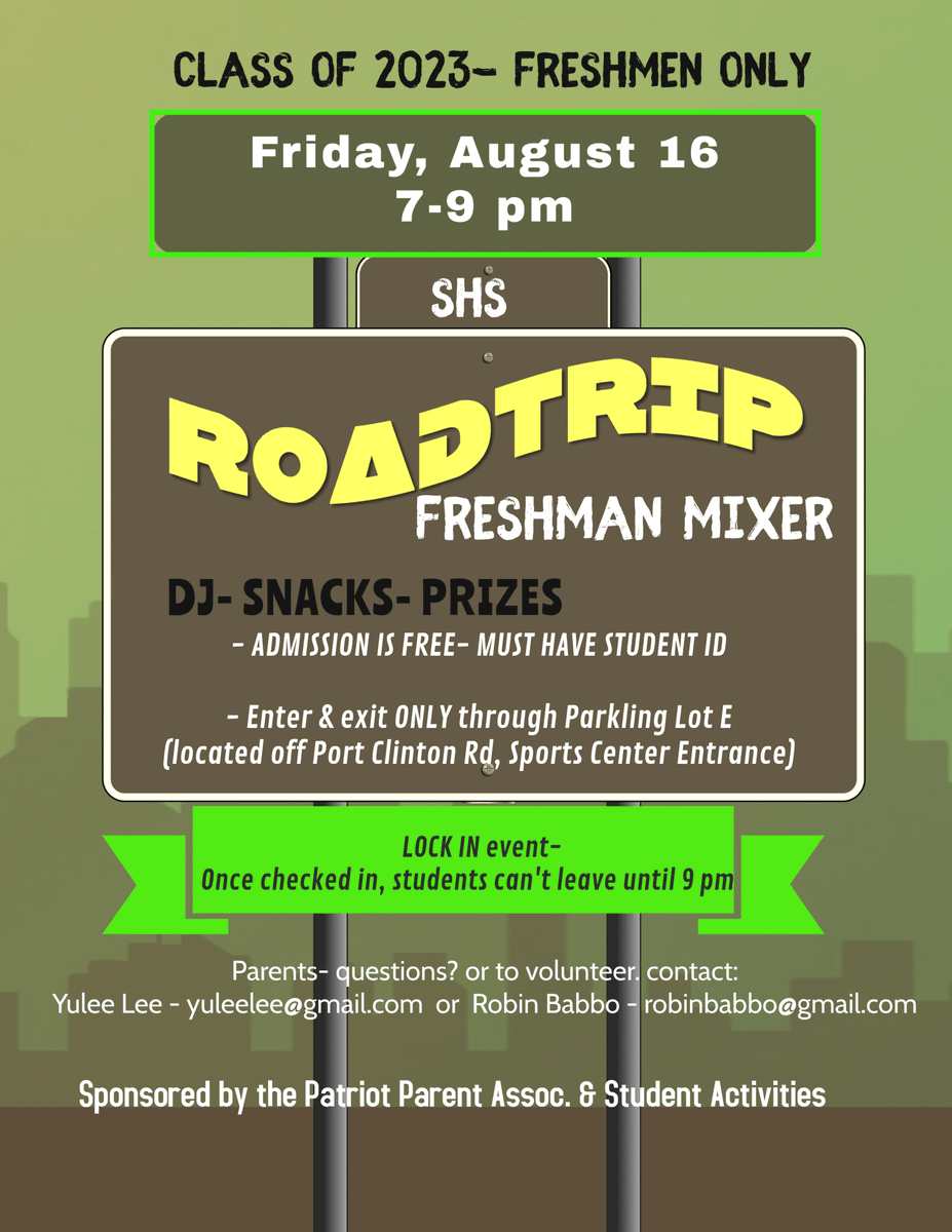 SHSPPA's tweet photo. Tonight's the night! Freshman Mixer 7pm @stevensonhs https://t.co/g4VUhLSOho