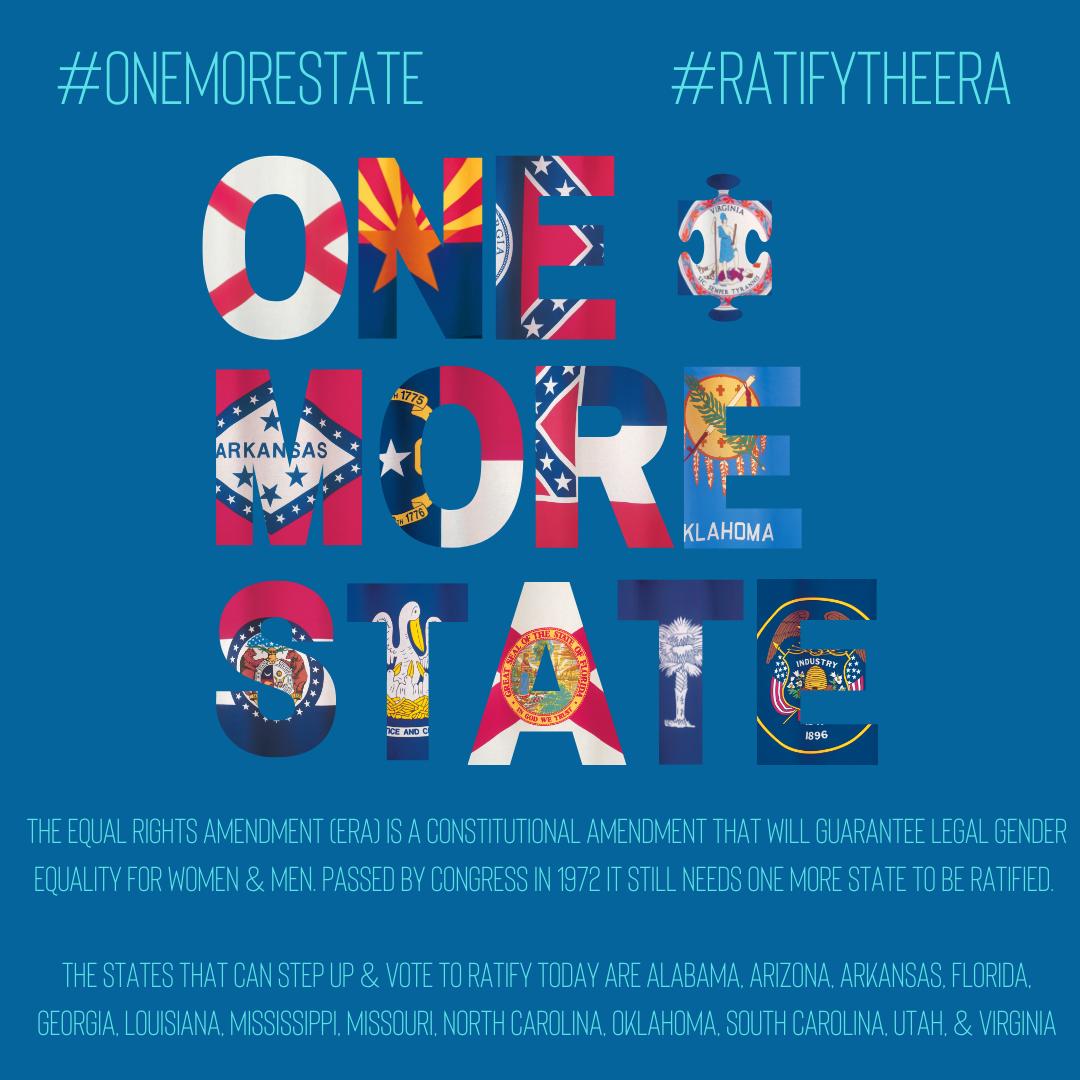 _Porque_Sheriff's tweet photo. The Equal Rights Amendment still needs ONE STATE to RATIFY! Let’s get this done #together! #eranow #ratifyera #equalrights #era #equalmeansequal #equality #feminism #genderequality #follow #followback #today #support #OneMoreState https://t.co/dJxo4mV0PA