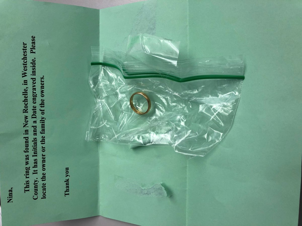 7OnYourSideNY's tweet photo. We just opened our viewer mail and we discovered a letter sent to us by a viewer with a ring that they found in New Rochelle. The ring has engravings in it with a date and initials of the couple. If you know any info about who this ring belongs to, please message me! Thank you! https://t.co/ReKQqWsCnK