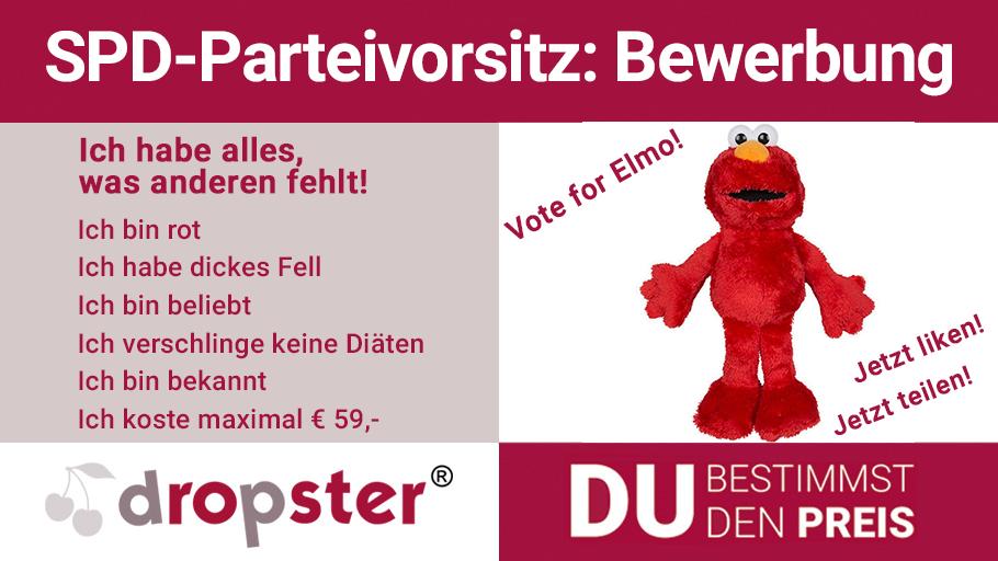 dropster_de's tweet photo. ELMO for SPD-Vorsitz!
Vergesst #Scholz,#Stegner oder #Schwan und die, die niemand
kennt! Nur ich habe, was man braucht!
Niemand passt farblich so suuuper zur #SPD-und ich kann auch Kanzler! Die #CDU zittert und #Ziemiak kann knuddeln kommen!
Vote for #Elmo! Vote for me!
Euer Elmo https://t.co/oFKGMdf4fW