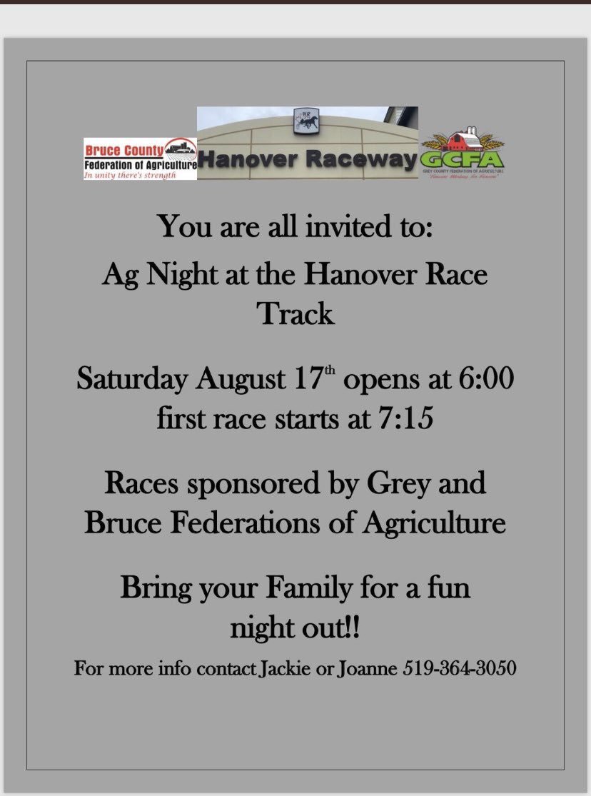 Looking forward to seeing you there! #GreyBruceFarms
#ontag .<a href="/HRaceway/">Hanover Raceway</a> .<a href="/TownofHanover/">Hanover</a> .<a href="/ThePost_Hanover/">The Post</a>